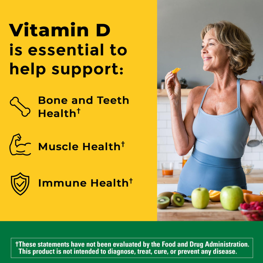 Nature Made Vitamin D3 5000 IU label closeup highlighting potency