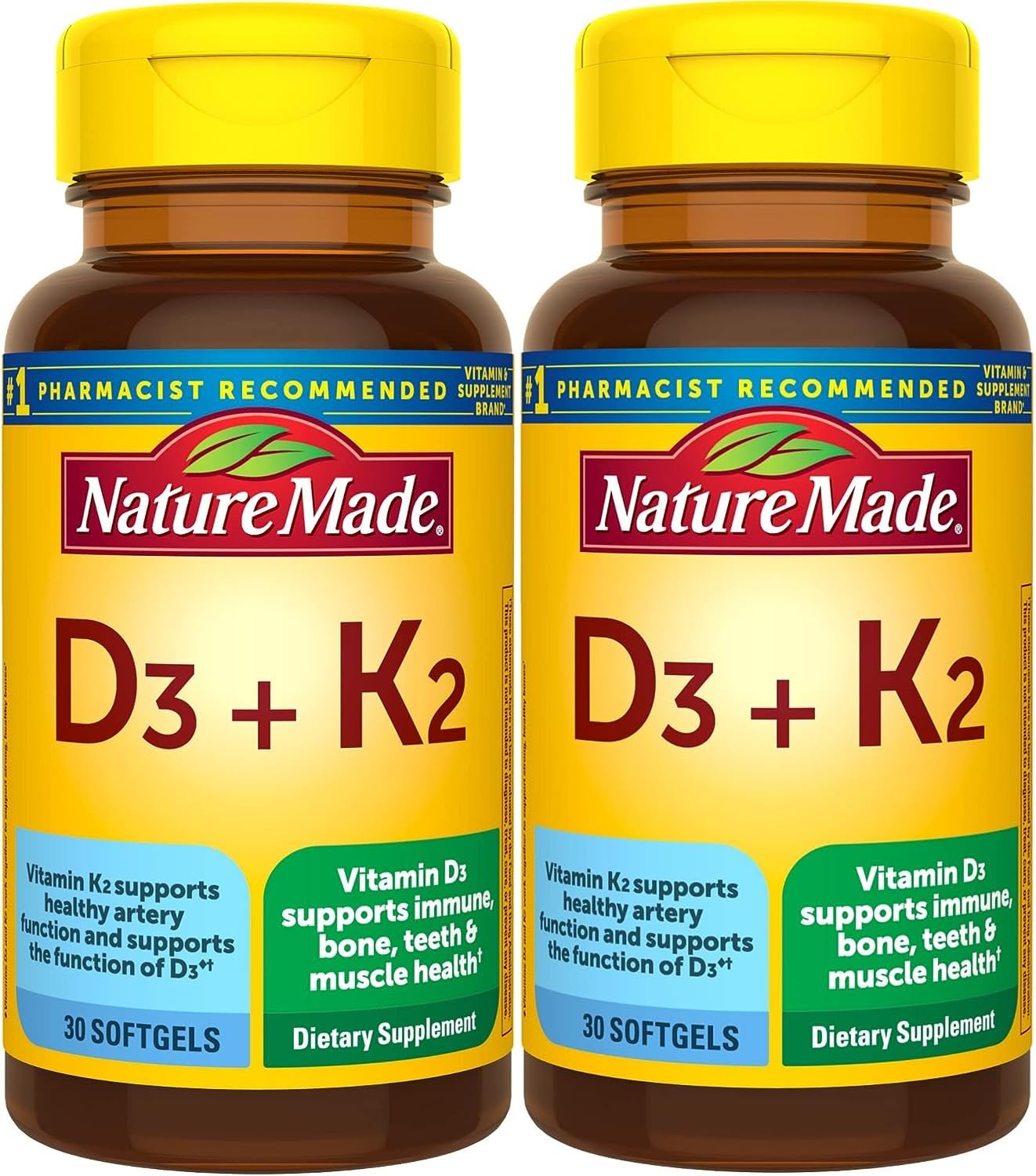 Nature Made Vitamin D3 K2 softgels bottle for daily bone and immune support