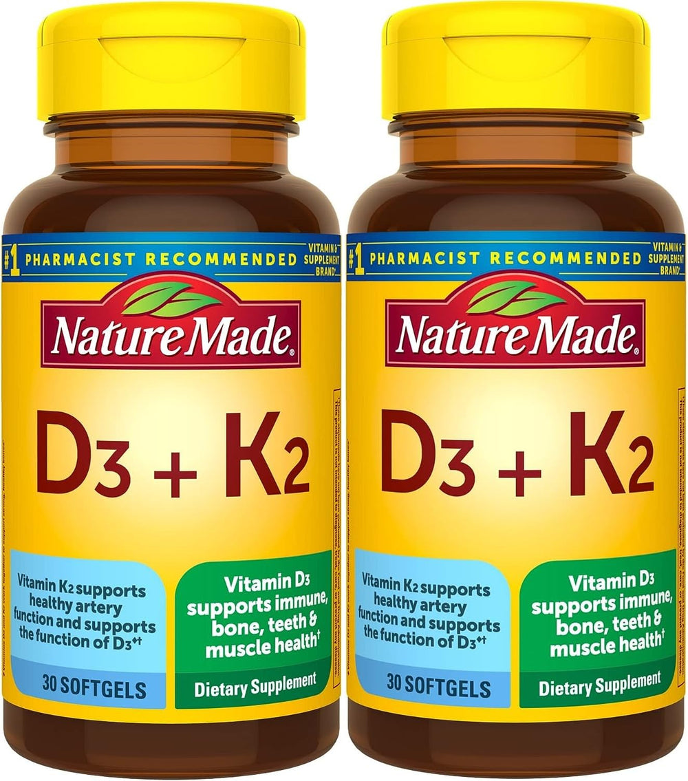 Nature Made Vitamin D3 K2 softgels bottle for daily bone and immune support