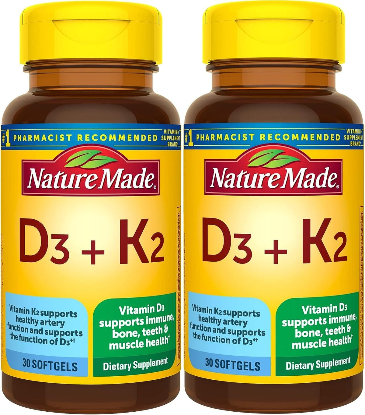 Nature Made Vitamin D3 K2 softgels bottle for daily bone and immune support