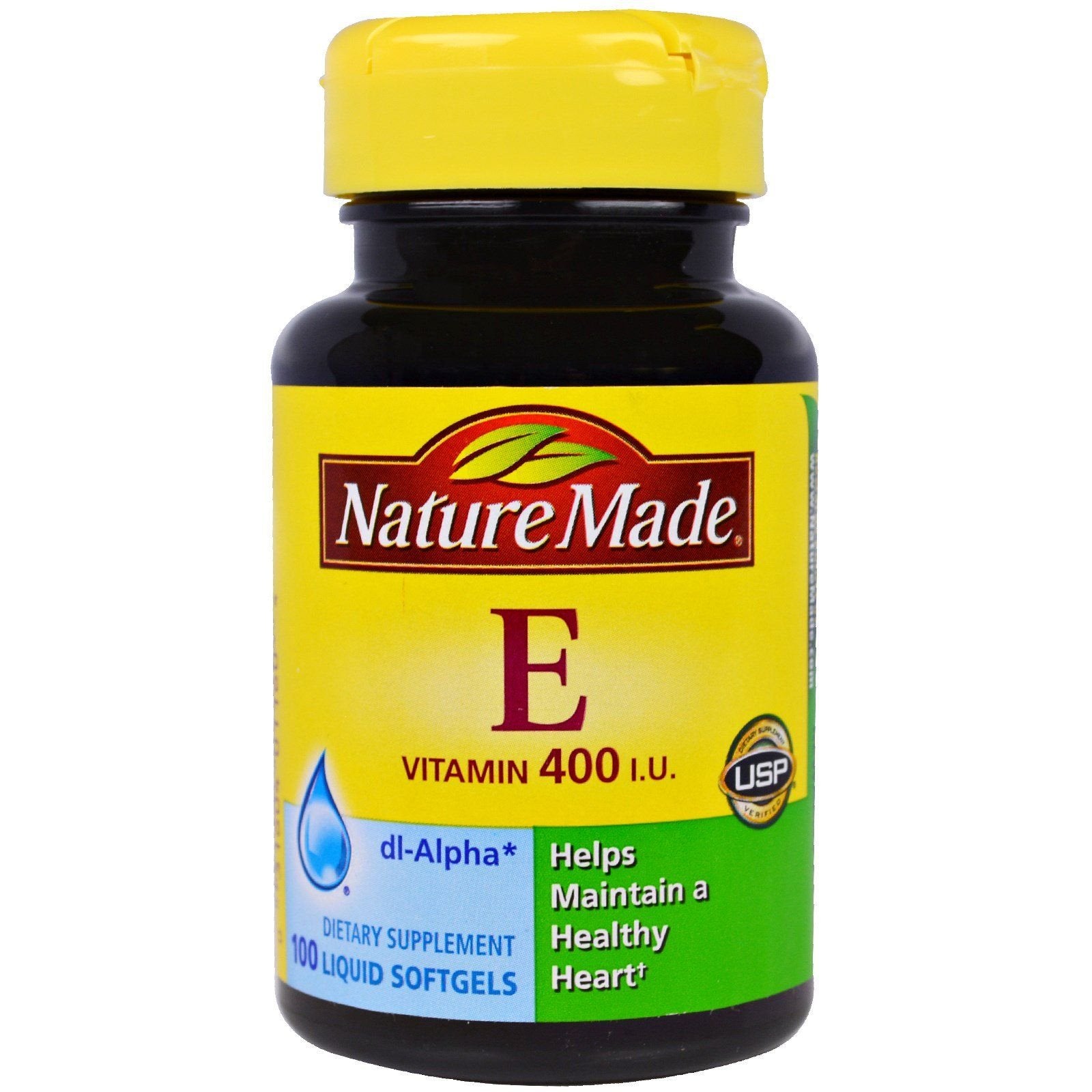 Nature Made Vitamin E 400 IU softgel bottle providing antioxidant support