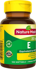 Nature Made Vitamin E softgel close-up showing smooth capsule surface.