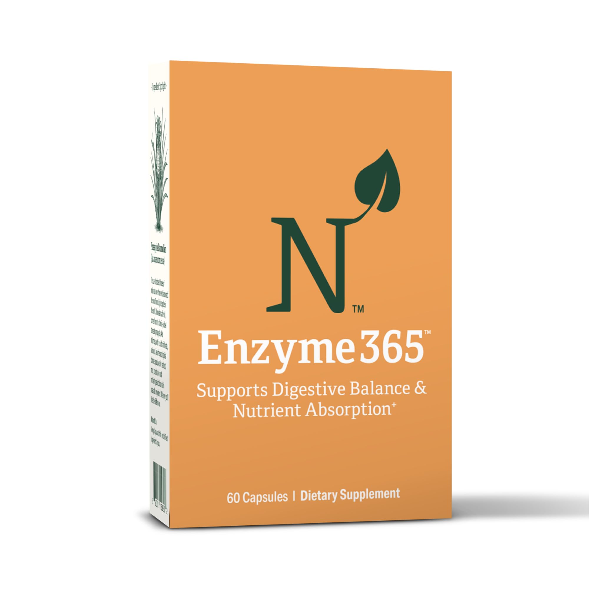 Nature M.D. Enzyme 365 bottle with digestive blend capsules for smoother digestion.