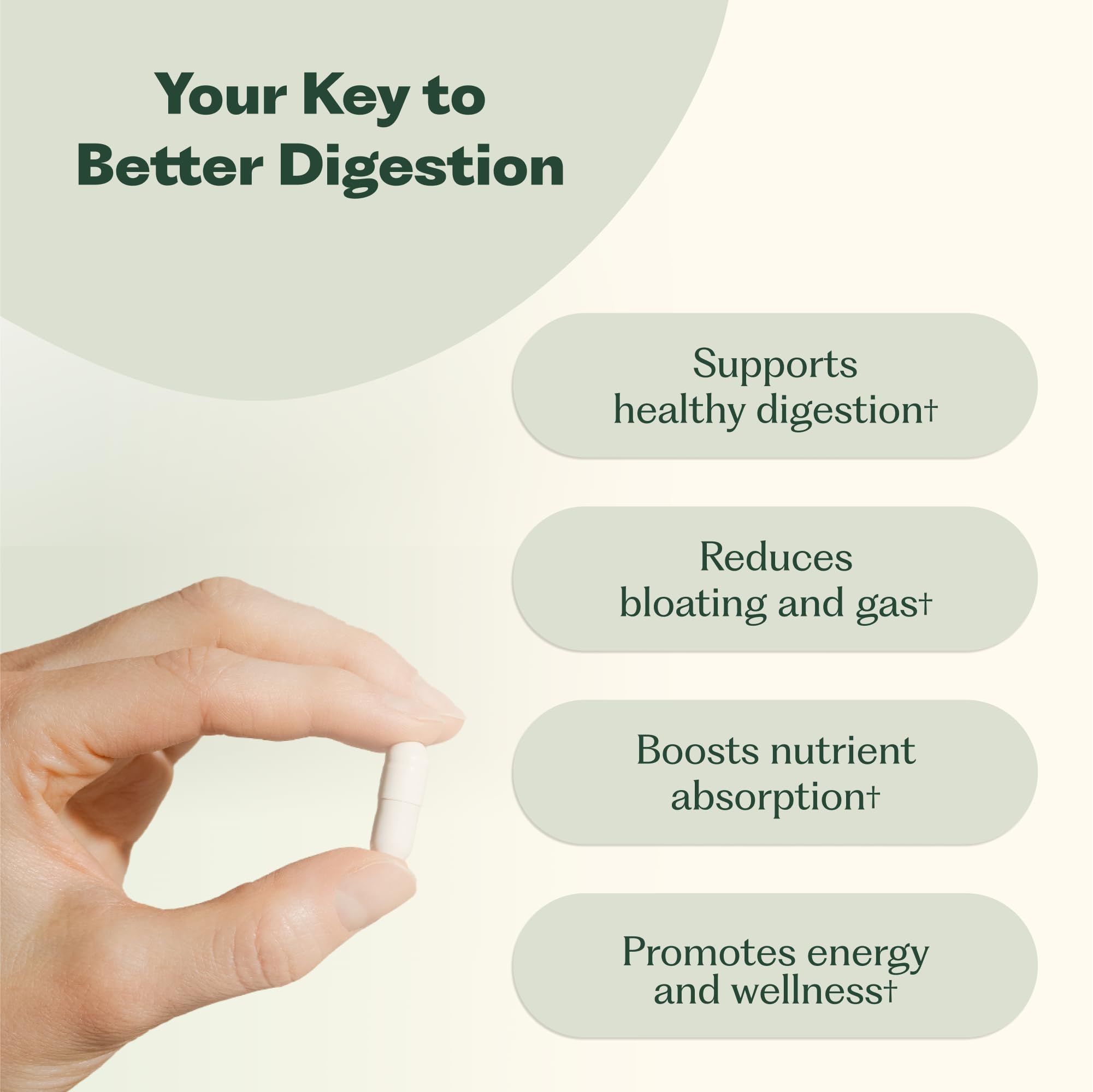 Nature M.D. Enzyme 365 relief-focused image showing reduced bloating after meals.