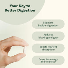 Nature M.D. Enzyme 365 relief-focused image showing reduced bloating after meals.