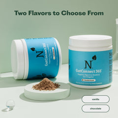 Nature M.D. GutConnect 365 chocolate coconut spoonful suggesting a flavorful serving.
