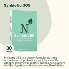 Nature M.D. Synbiotic 365 bottle back with supplement information
