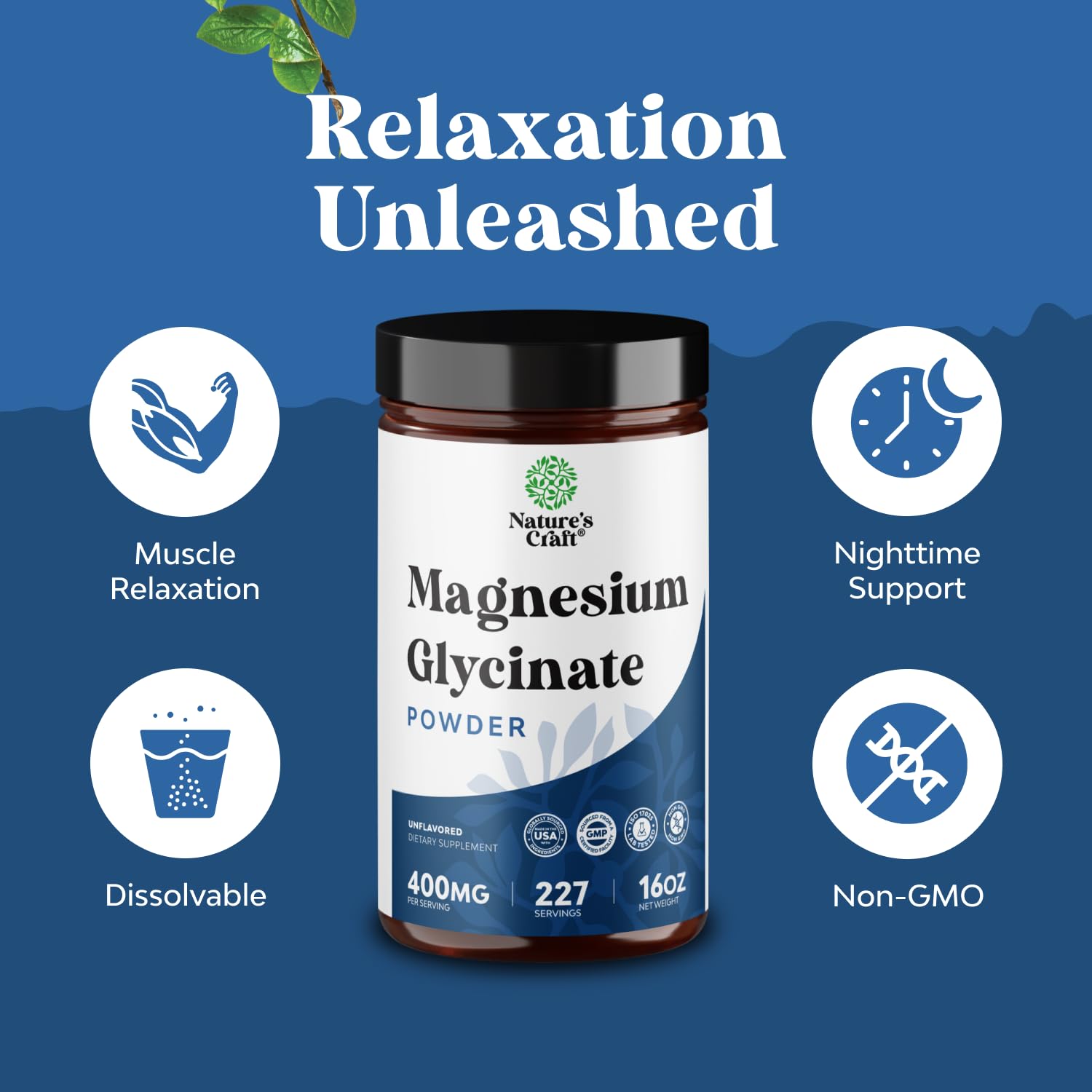 Nature's Craft Potent Magnesium Glycinate Powder vegan and gluten-free formula supports vegan lifestyles.