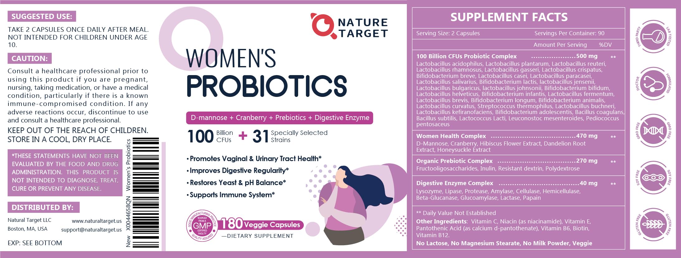Nature Target Probiotics for Women product on shelf indicating long-term value