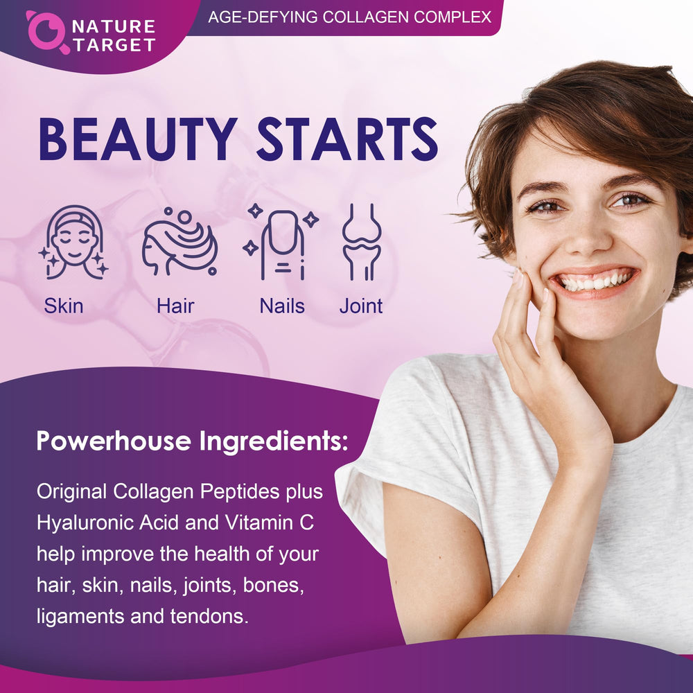 Vitamin C and hyaluronic acid ingredients highlight hydration and potential youthful appearance.