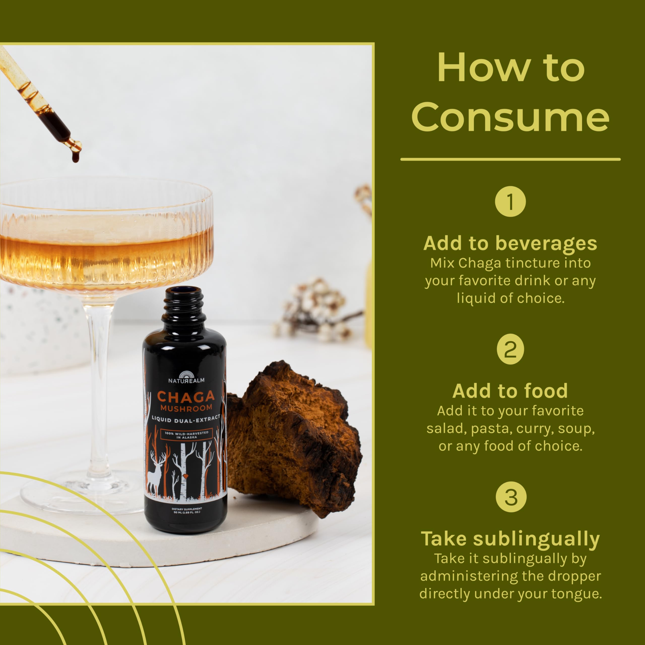 Naturealm Chaga mushroom fruiting bodies highlight wild source