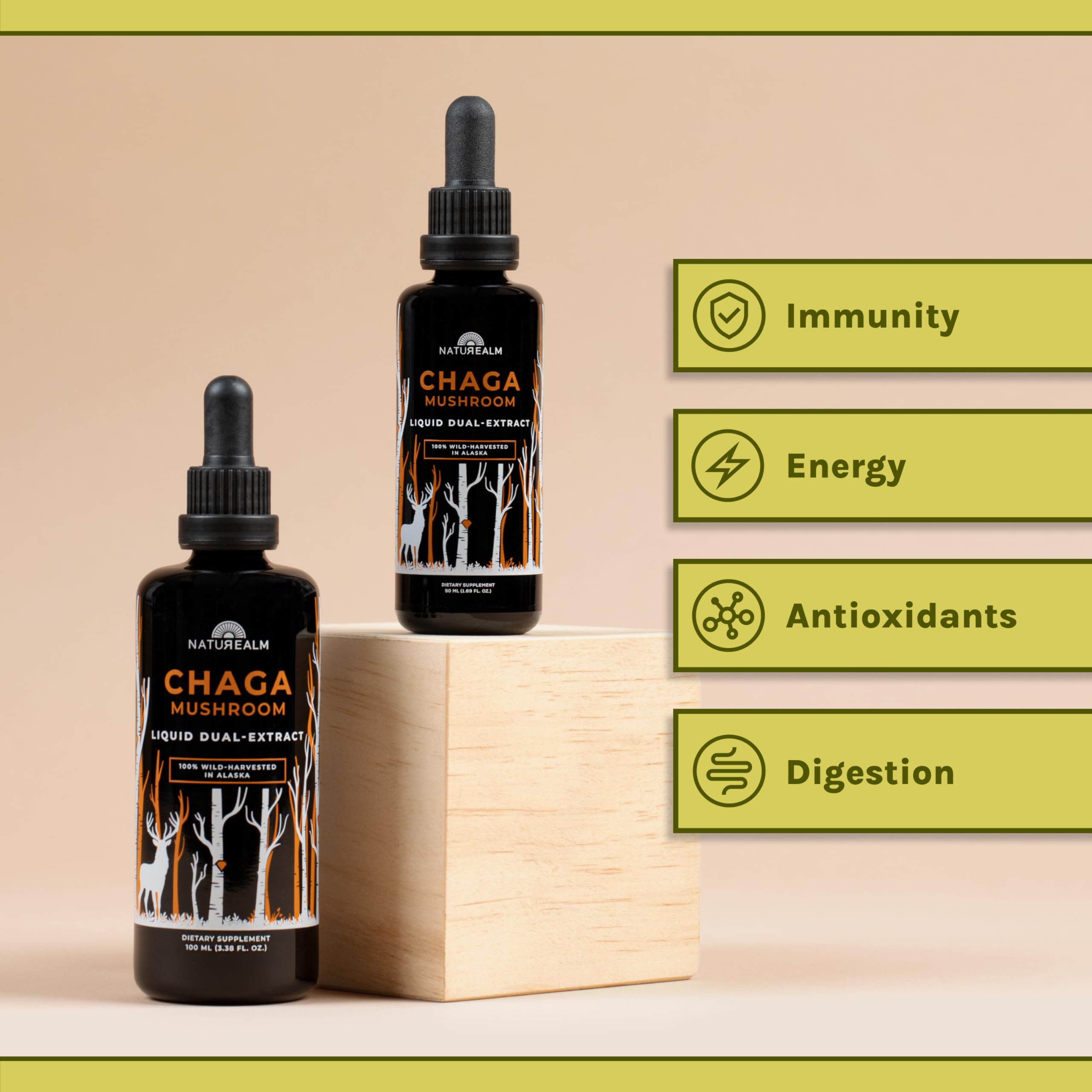Naturealm Chaga tincture liquid in amber hue ideal for beverages