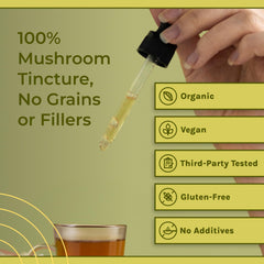 Naturealm Lion’s Mane label detail shows organic, vegan formulation