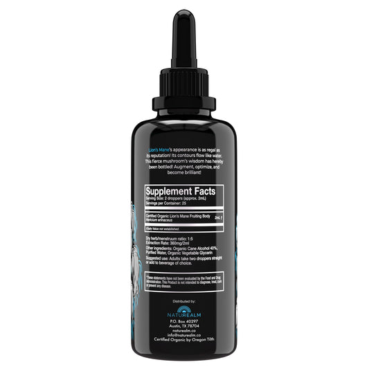 Naturealm Lion’s Mane tincture dropper enables precise daily dosing