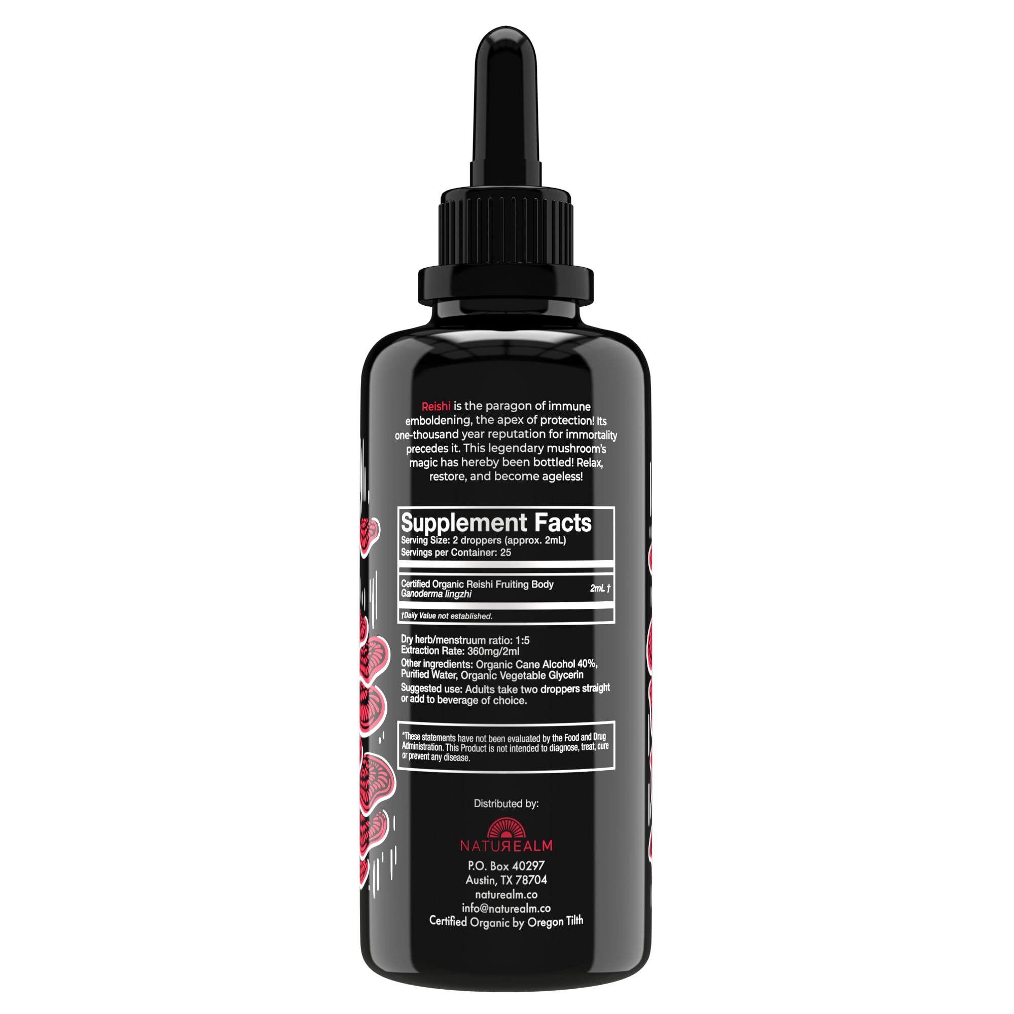Naturealm Reishi tincture dropper for easy dosing