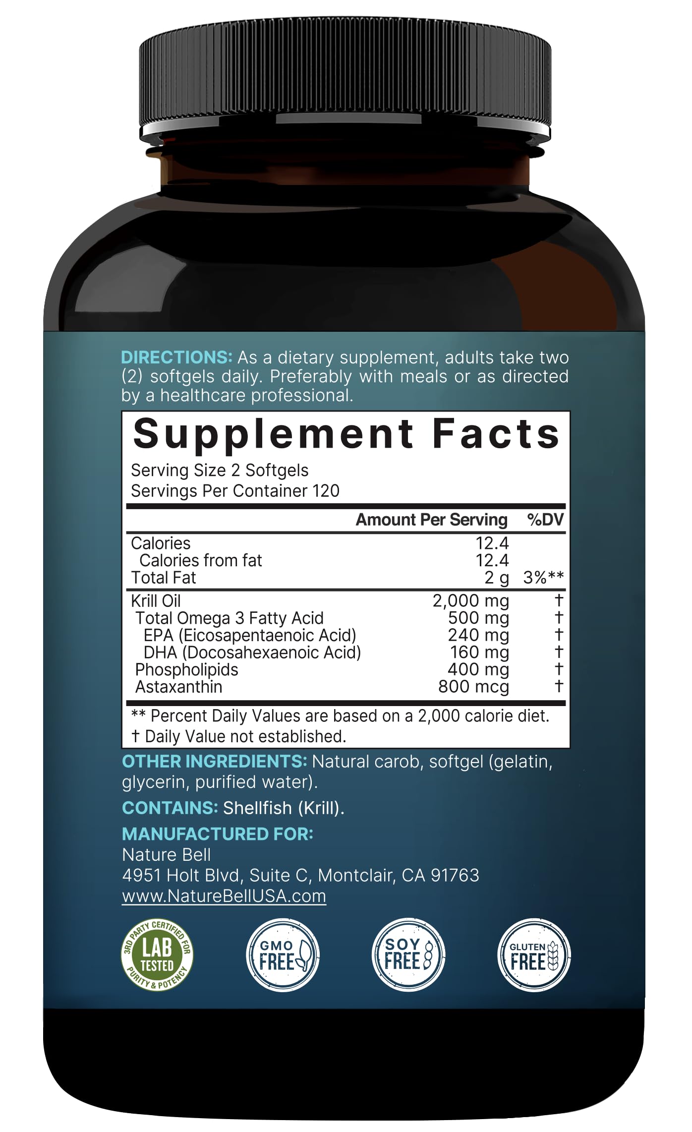Serving size guide on bottle for daily use.
