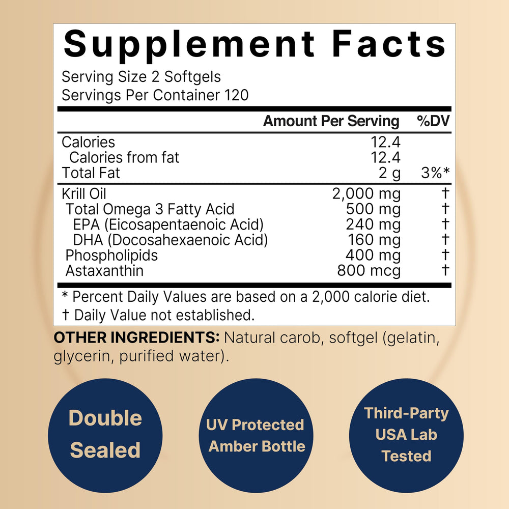 Close-up of NatureBell Antarctic Krill Oil softgels showing smooth, easy-to-swallow texture.
