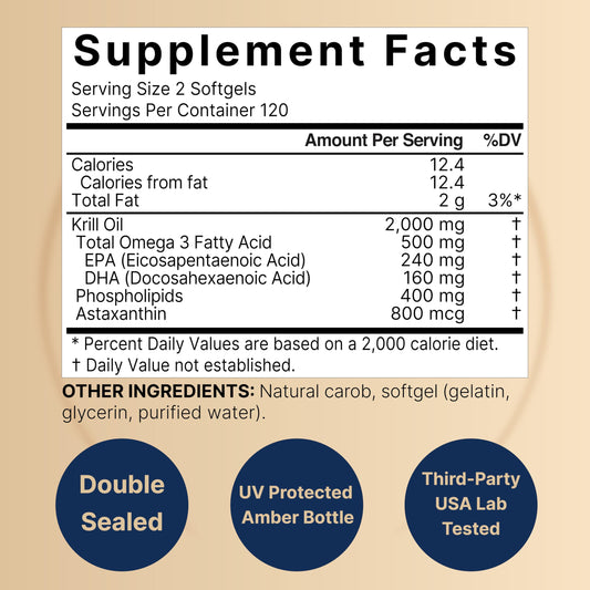 Close-up of NatureBell Antarctic Krill Oil softgels showing smooth, easy-to-swallow texture.