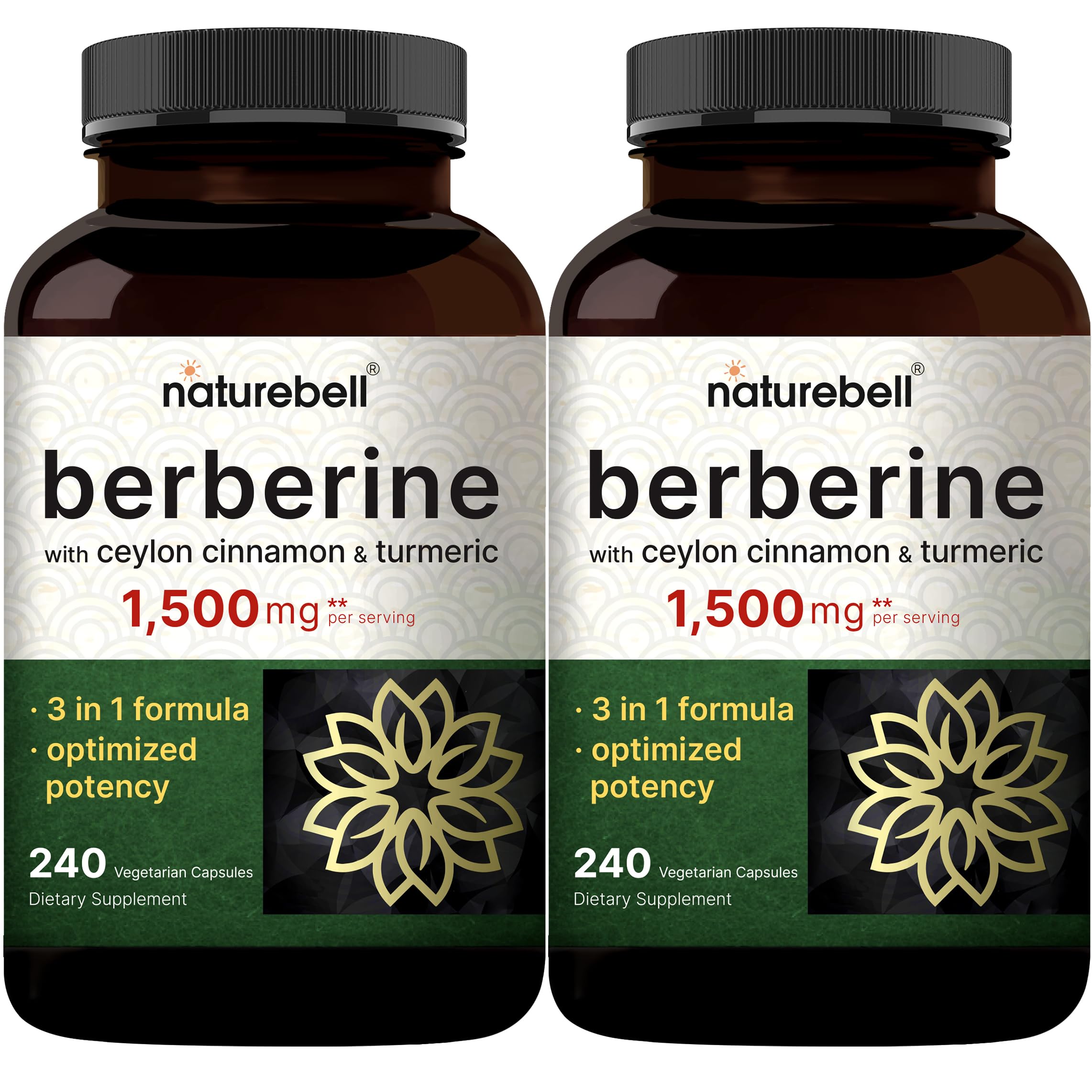 NatureBell Berberine 1500mg bottle front may support healthy sugar balance