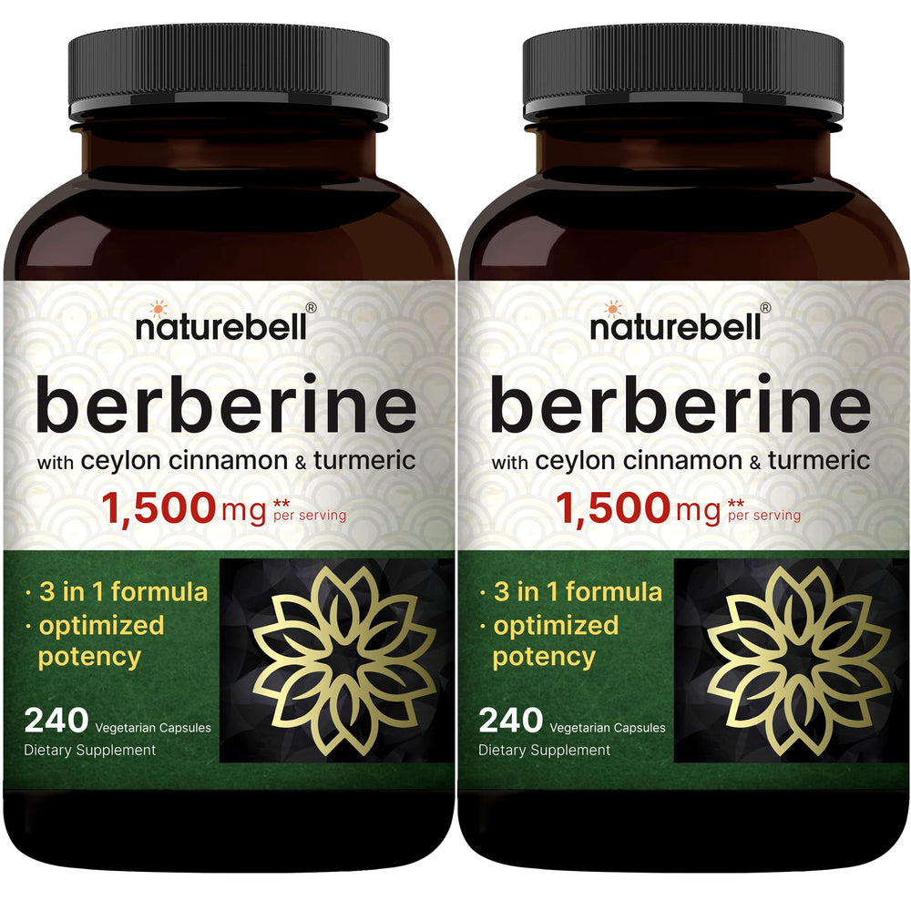 NatureBell Berberine 1500mg bottle front may support healthy sugar balance