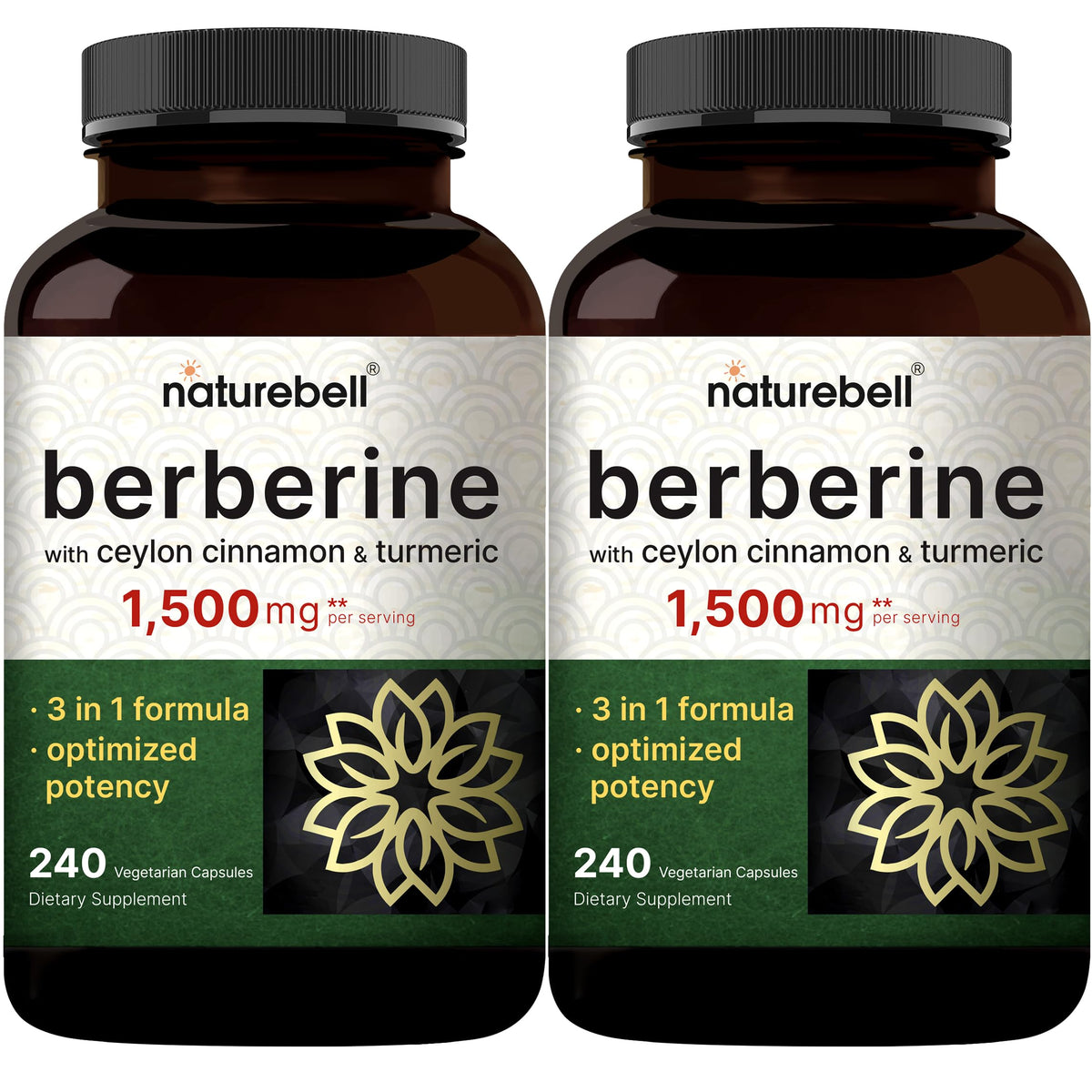 NatureBell Berberine 1500mg bottle front may support healthy sugar balance