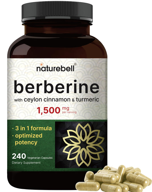 NatureBell Berberine capsules present a 1500mg formula for daily wellness.