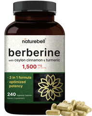 NatureBell Berberine capsules present a 1500mg formula for daily wellness.