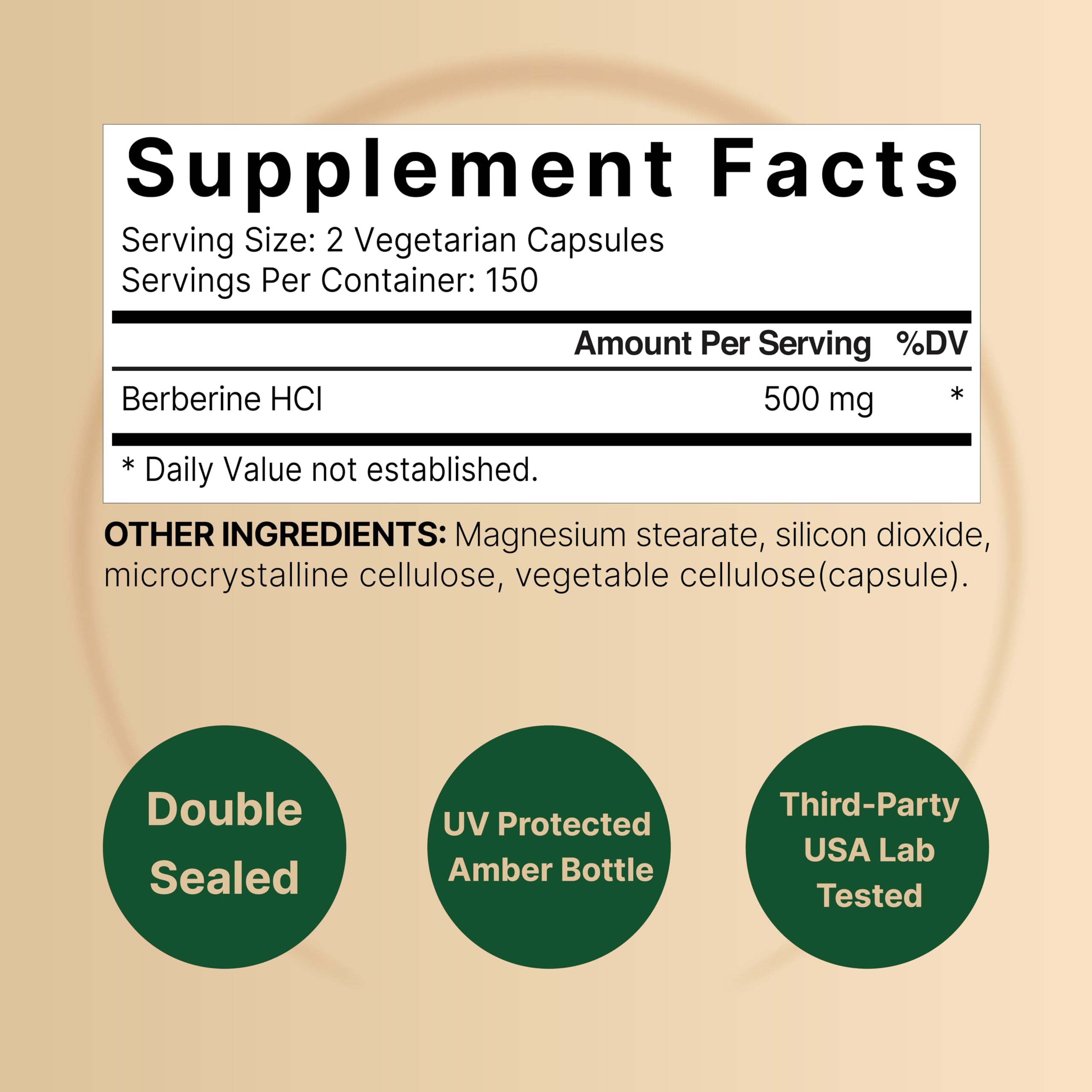 NatureBell Berberine 500mg capsules close-up, showcasing a plant-based formula.