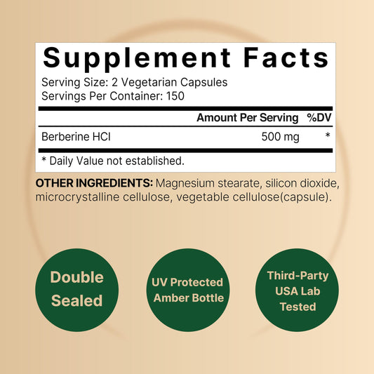 NatureBell Berberine 500mg capsules close-up, showcasing a plant-based formula.