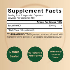 NatureBell Berberine 500mg capsules close-up, showcasing a plant-based formula.