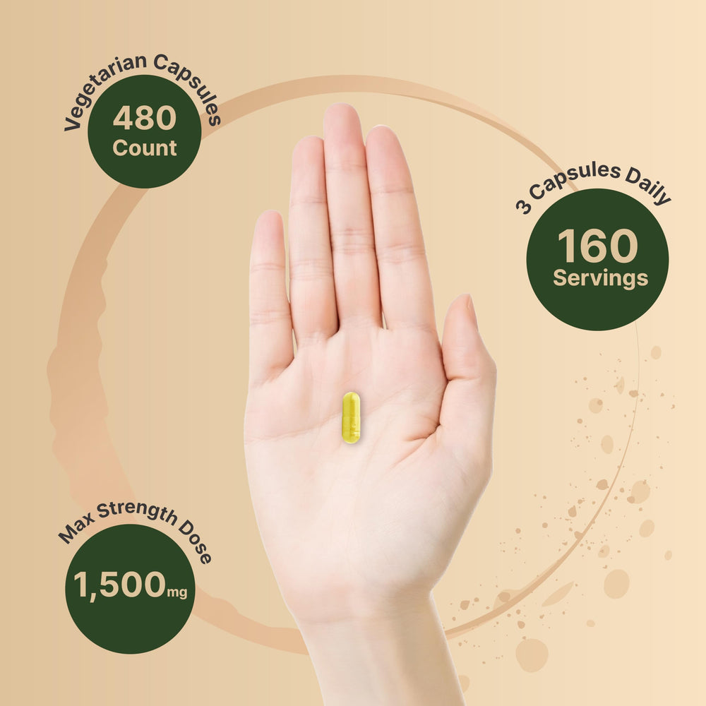 NatureBell Berberine capsules close-up showing veggie capsules and 1500mg potency