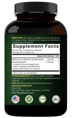 NatureBell berberine daily serving guidance showing 3 capsules per serving