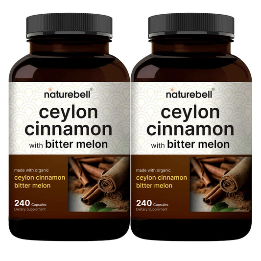 NatureBell Cinnamon + Bitter Melon bottle for easy daily capsules