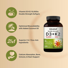 NatureBell coconut oil infused softgels promoting better absorption of fat-soluble vitamins.