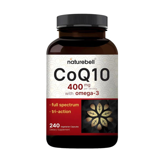 NatureBell CoQ10 Omega bottle front for daily heart and energy support.