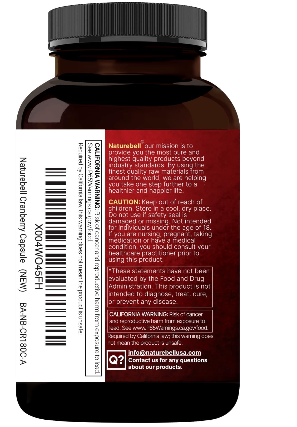NatureBell cranberry acerola capsules with natural fruit nutrients