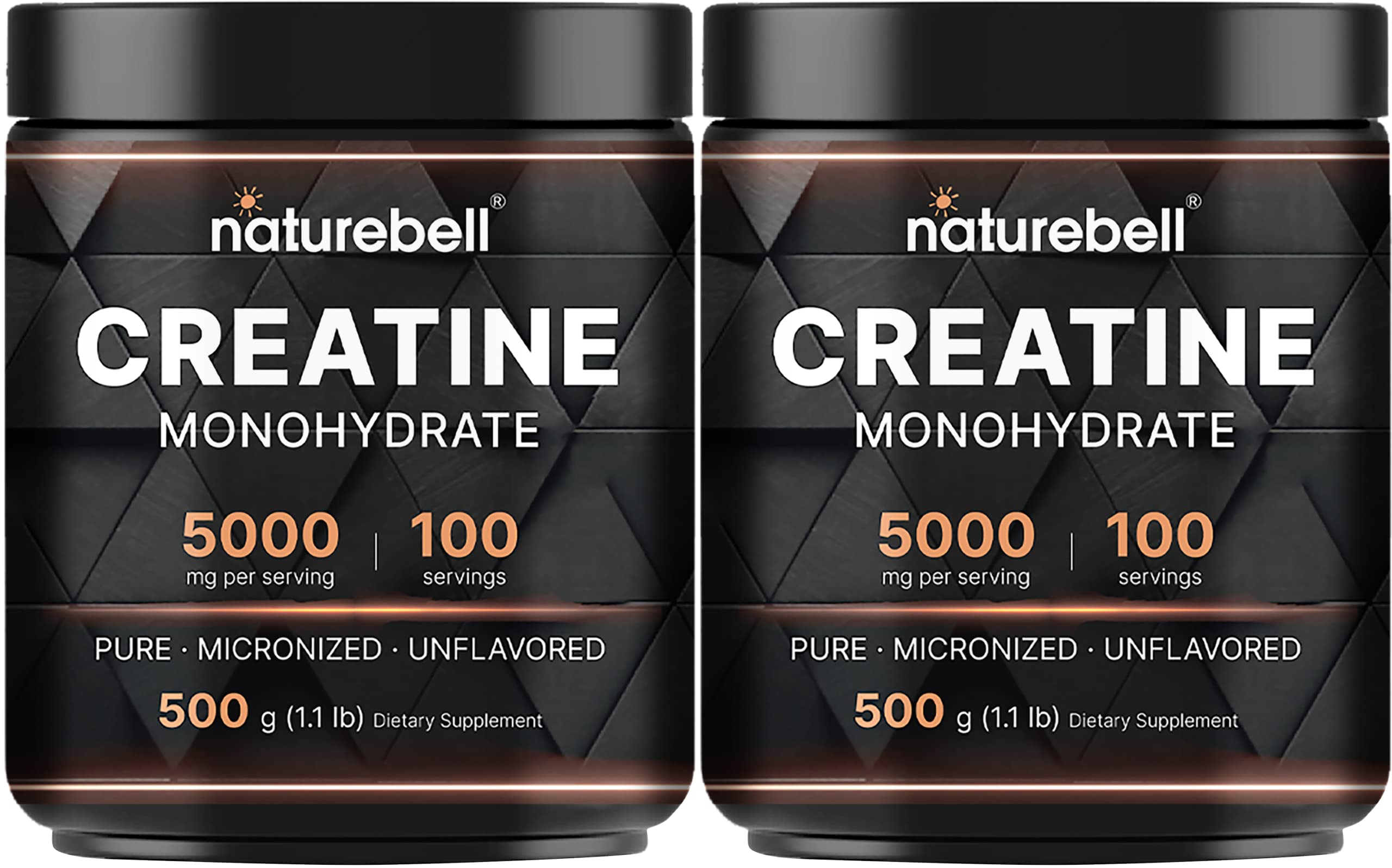 NatureBell creatine powder bottle shows 500 g container for high-potency workouts