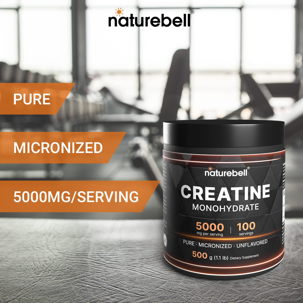 Athlete mixing NatureBell creatine powder in a shaker before training