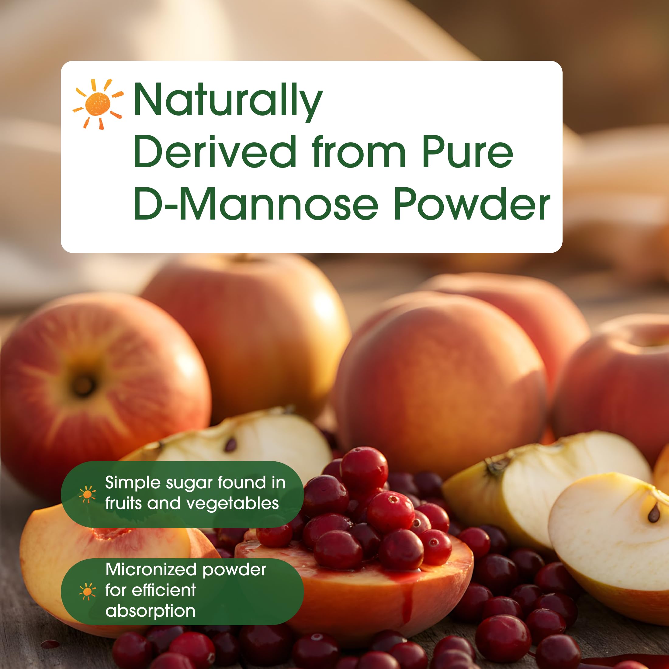 NatureBell D-Mannose on kitchen counter implies easy daily wellness routine.