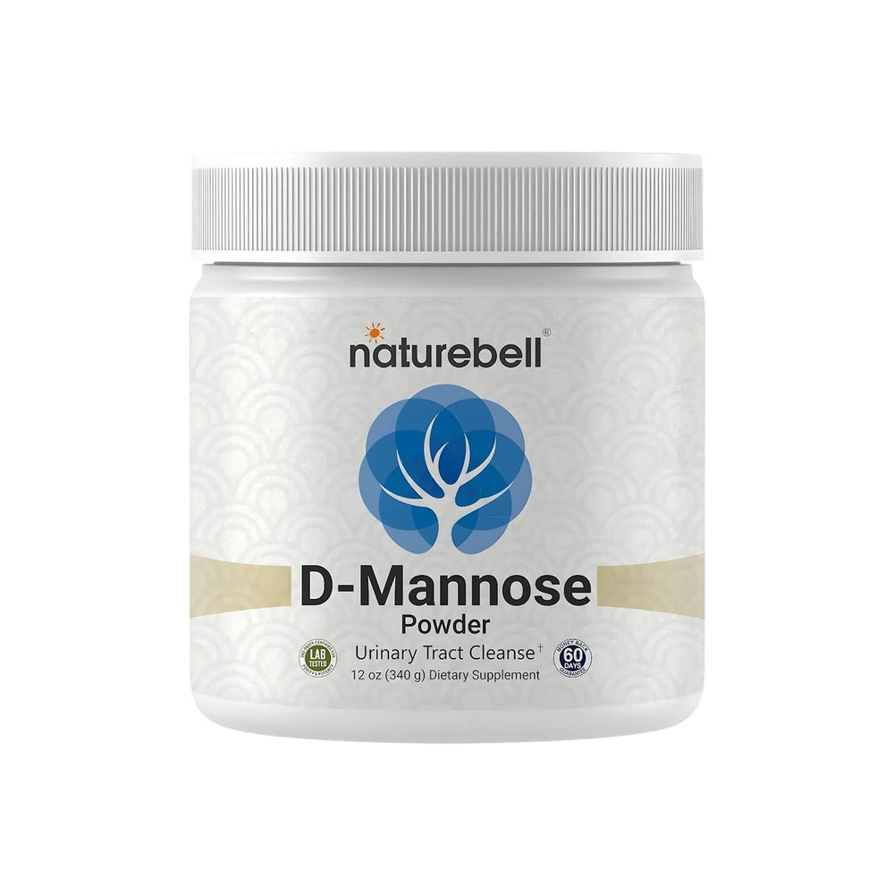 NatureBell D-Mannose powder jar highlights pure, filler-free formula for daily urinary wellness.