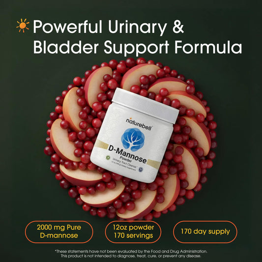 NatureBell D-Mannose serving scoop demonstrates convenient 2,000 mg dose for quick use.