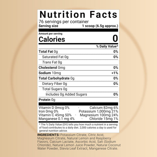 NatureBell Electrolytes Powder lemon raspberry flavor label highlighting keto-friendly sugar-free option