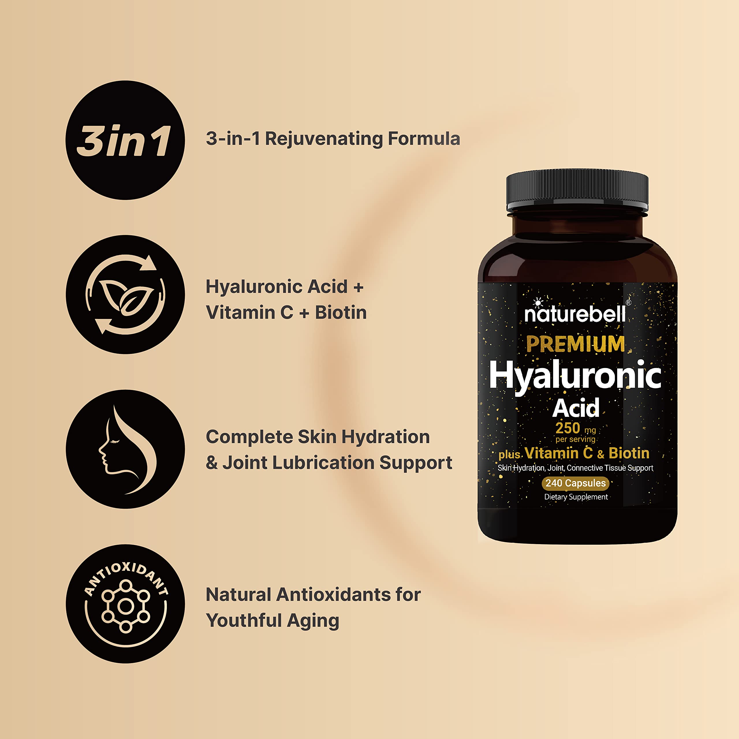 Label view of NatureBell 2-pack with vitamin C and biotin.