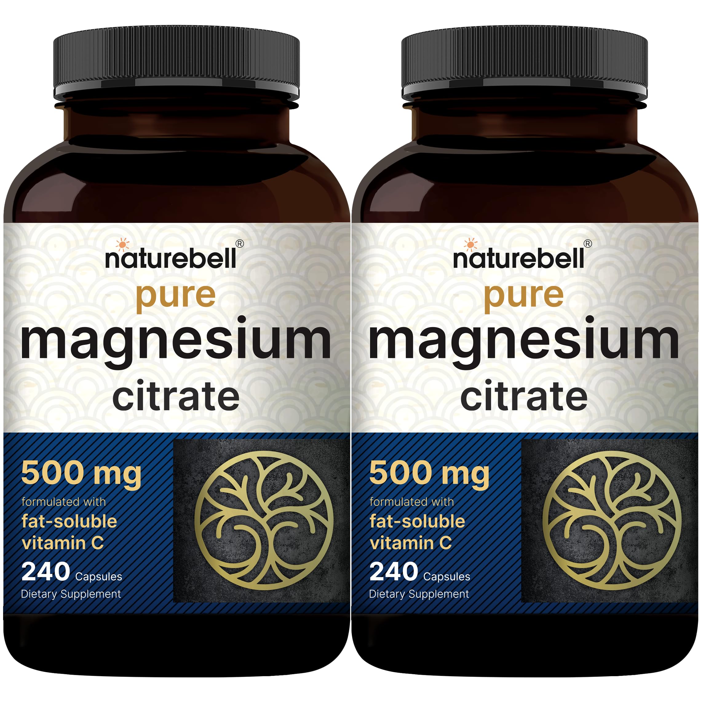 NatureBell magnesium citrate bottle front with 500mg capsules for daily support