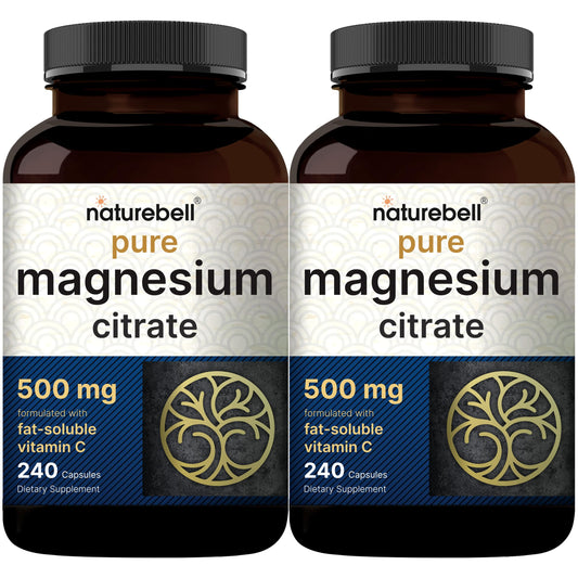 NatureBell magnesium citrate bottle front with 500mg capsules for daily support