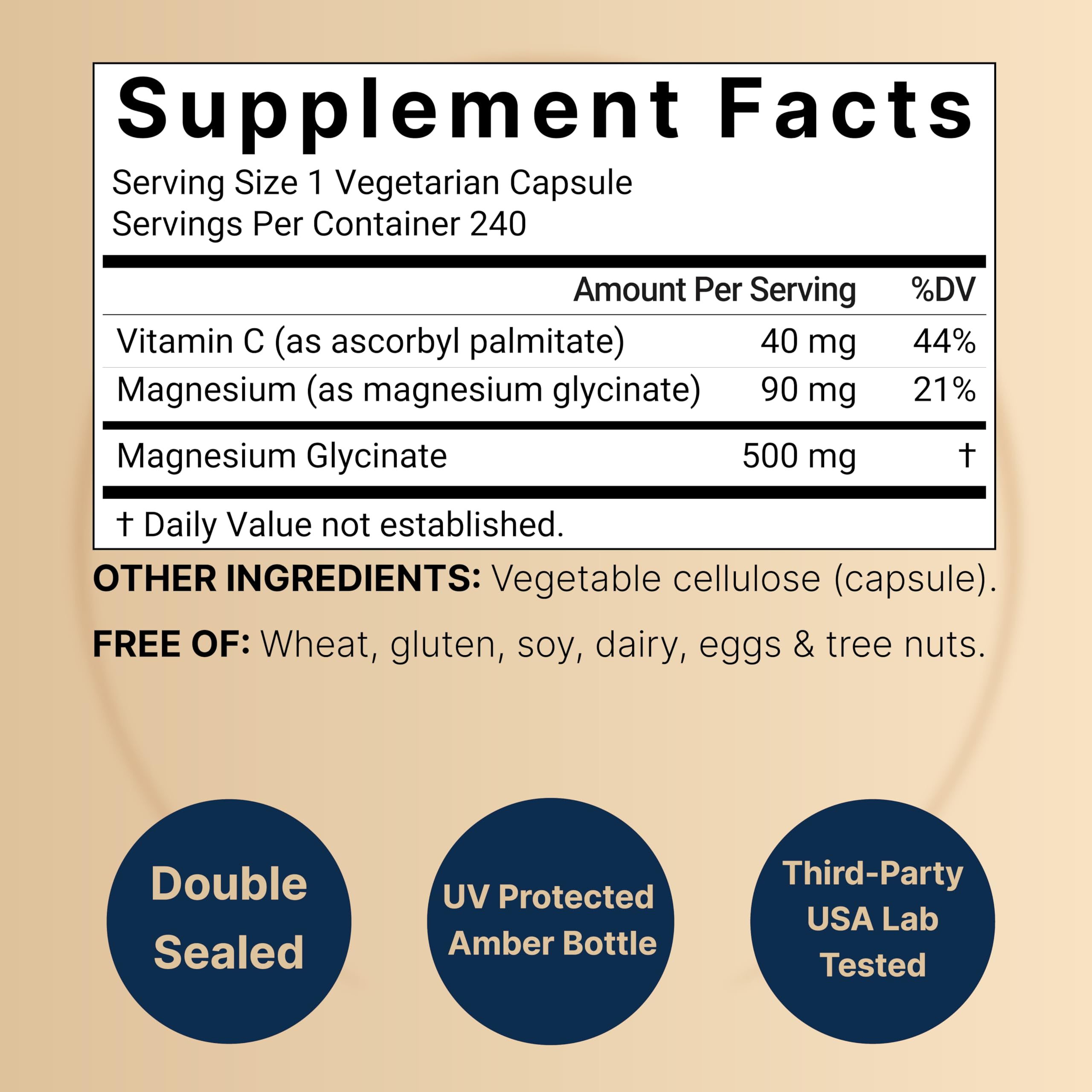 Close-up of NatureBell magnesium glycinate capsules highlighting bioavailability