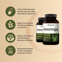 NatureBell Moringa 8000mg serving label suggests potent daily dosing.