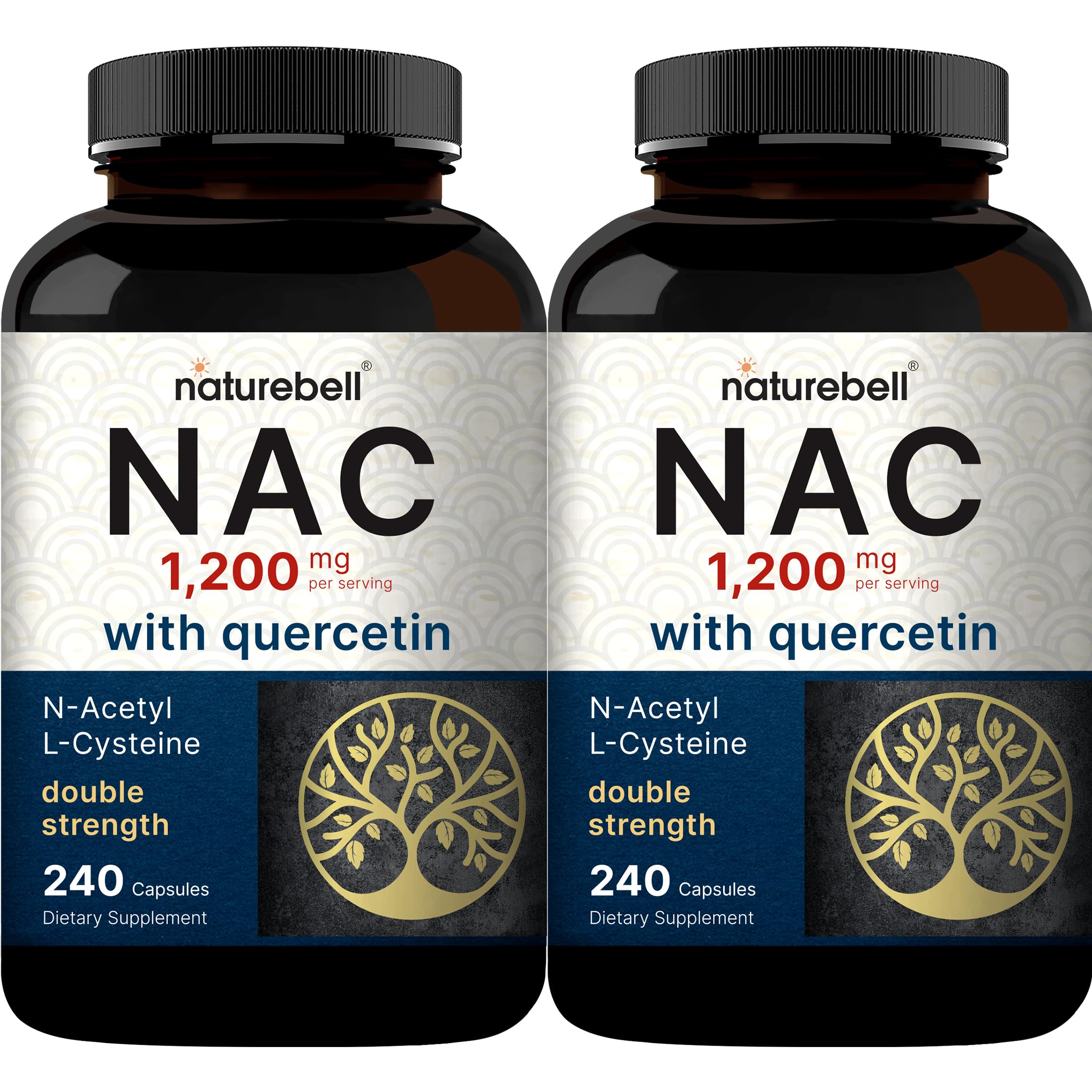 NatureBell NAC with Quercetin 2 Pack bottles show double-strength antioxidant formula.