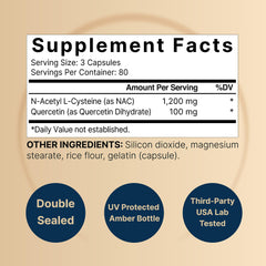 NatureBell NAC with Quercetin 2 Pack capsules close-up highlighting easy-to-swallow design.