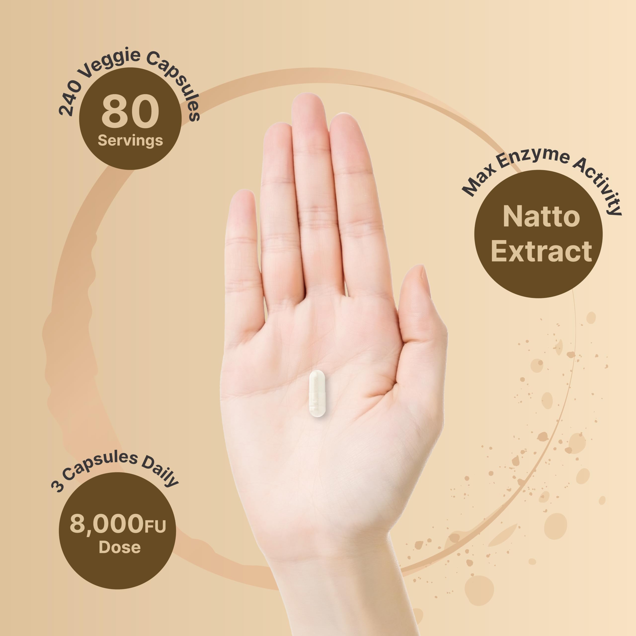 NatureBell nattokinase bottle with glass and capsules for convenient daily use